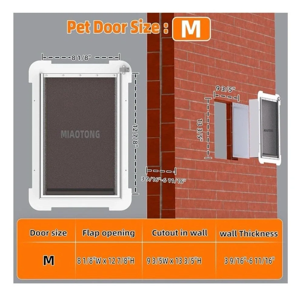 Miatong Pet Door 3-Flap Energy Saving for Dogs Cats Medium NEW
